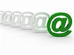 3d green white email sign icon mail