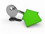 3d key green house home security estate