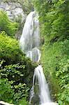 Aguasaliu waterfall at Vidosa bridge inside Los Bellos Gorge in Asturias Spain
