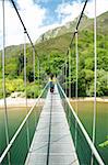 footbridge over Sella river near to Ribadesella village in Asturias Spain