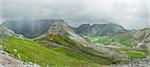 panoramic view of the mountains of Picos de Europa in Spain from the hill called Juan Toribio