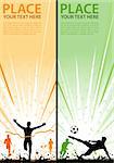 Collect grunge sport flyer with Soccer Player and Winner Man, element for design, vector illustration