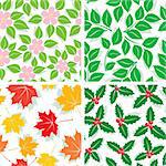 Seamless Patterns of the four seasons of spring, summer, autumn and winter