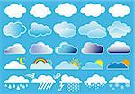 different clouds and weather symbols, vector set