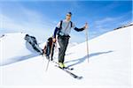 Team of skiers on mountain