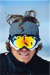 Portrait of man wearing ski goggles