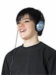 isolated happy teen listining to music