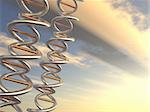 Double helix DNA on a sky background