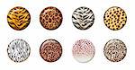 Eight African wild animal skins in 3d button