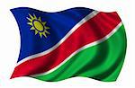 Flag of Namibia waving in the wind - clipping path included