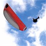 man with paraplane flying in the sky