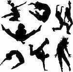 A collection of people dancing in silhouette