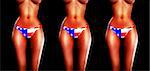 A trio of sexy women with a USA Flag Bikini's a great image for patriotic Americans