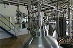 stainless steel pipes valves and pressure tank in factory