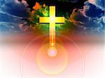 A religious cross with some added illumination, the image is suitable for religious concepts.
