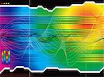 A rainbow data graph with wavy lines and information