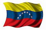 Flag of Venezuela waving in the wind - clipping path included