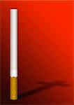 Illustration of cigarette a cross shadow on a red background