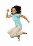 isolated jumping happy woman