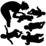 Silhouettes - Baby 1 - High detailed black and white illustrations.