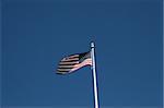 American flag blowing in the wind