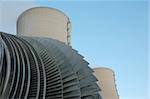 the turbine and the cooling towers of an atomic power plant