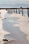 Fence in the Salt Lake , Utah with Clear Blue Skies and