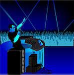 DJ party blue - coloured illustration - theme dance music