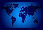 World map blue - highly detailed world map illustration