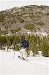 Snowshoeing up the Lake Fork in Montana's Beartooth Mountains.