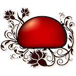 Floral banner 04 - highly detailed floral ornaments and red glass banner