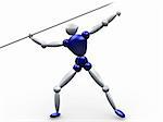 computer generated image of a 3d athlete throwing javelin