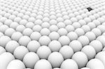 3d image of an egg army formation with one different egg