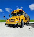 School Bus on a sunny day - detailed front of a school bus