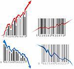 Business growth, success and failure depression graph made from barcode (vector)