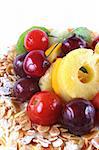 Close-up of cake with fruit isolated on white