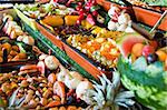 fresh vegetable and fruit salads restaurant display, food series