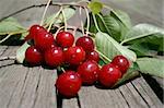 cherry on a wood table