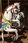 Carousel with white horse portrait in pier 39 San Francisco California