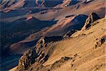 Aerial of dormant volcano in Haleakala National Park, Maui, Hawaii.