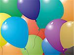 Illustration of a collection of balloons in multi colors ideal as a party invite background