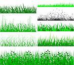 Selection of vector grassy verges and foregrounds