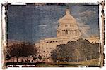 Polaroid transfer of Capitol Building in Washington, DC, USA.