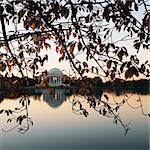 Jefferson Memorial reflected in water in Washington, D.C., USA.