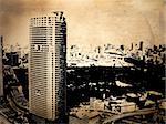 Grunge style background with Tokyo city view