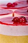 Strawberry cheesecake with glassed cherries; food series; in IPTC status, instructions, you will find the recipe