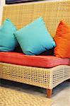 Sofa and cushions in modern colors - home interiors.