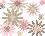 Retro brown, pink and white floral background