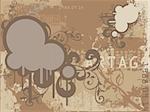 Grunge background with warm colours and design elements