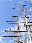 Tall foremasts on the old sail ship